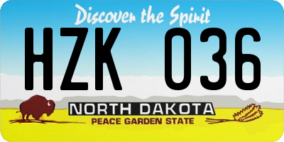 ND license plate HZK036