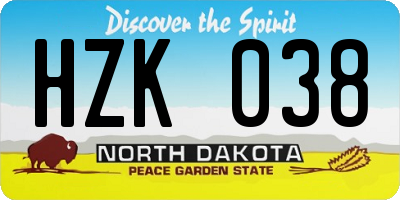 ND license plate HZK038