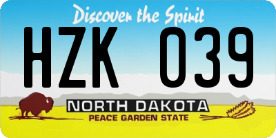 ND license plate HZK039