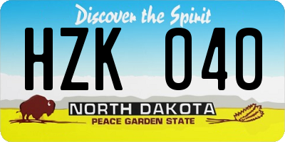 ND license plate HZK040