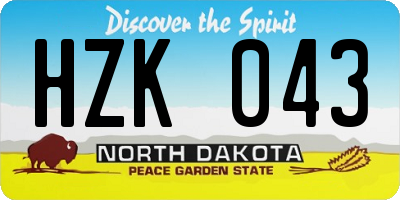 ND license plate HZK043