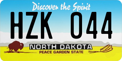 ND license plate HZK044
