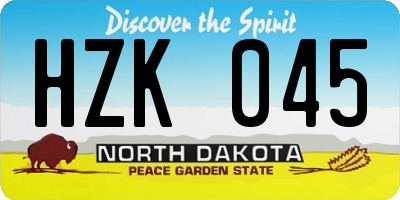 ND license plate HZK045