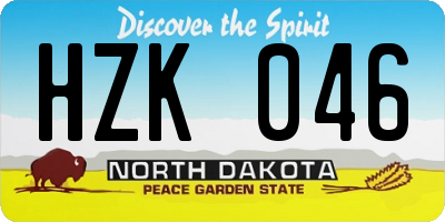 ND license plate HZK046