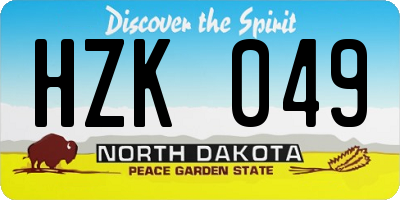 ND license plate HZK049