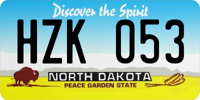 ND license plate HZK053