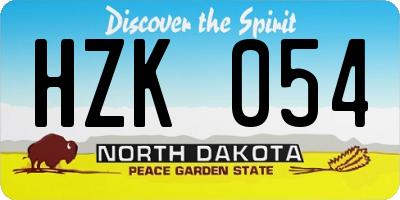 ND license plate HZK054