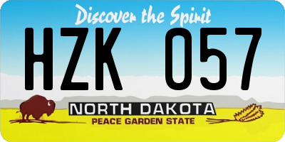 ND license plate HZK057