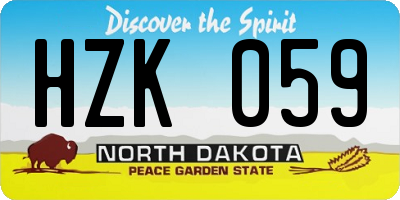 ND license plate HZK059