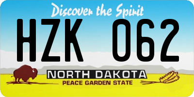 ND license plate HZK062