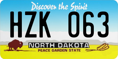 ND license plate HZK063