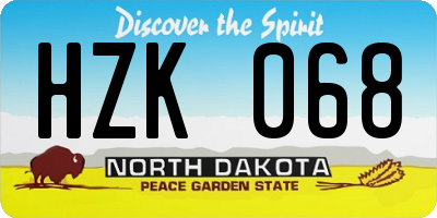 ND license plate HZK068