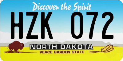 ND license plate HZK072