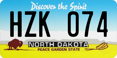 ND license plate HZK074