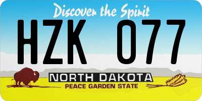 ND license plate HZK077