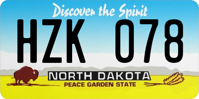 ND license plate HZK078