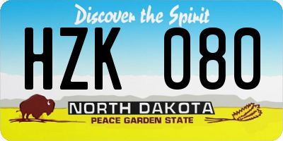 ND license plate HZK080