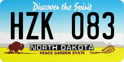 ND license plate HZK083