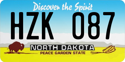 ND license plate HZK087