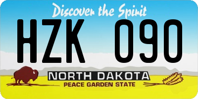 ND license plate HZK090