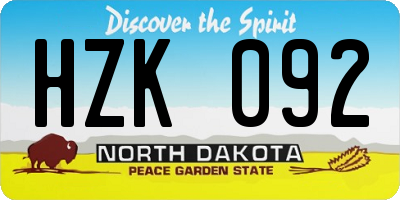 ND license plate HZK092