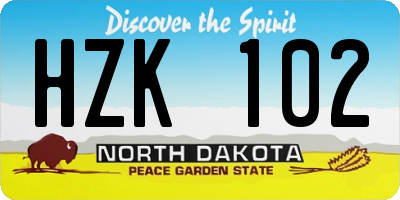 ND license plate HZK102
