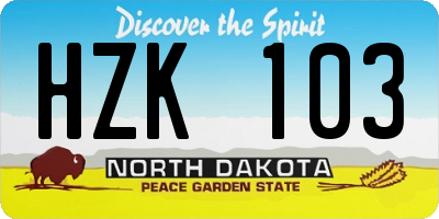 ND license plate HZK103