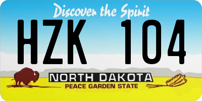 ND license plate HZK104