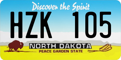 ND license plate HZK105