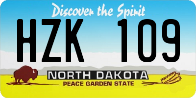 ND license plate HZK109