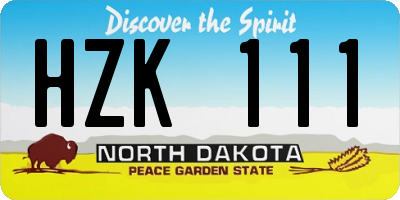 ND license plate HZK111