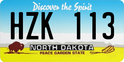 ND license plate HZK113