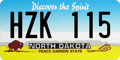 ND license plate HZK115