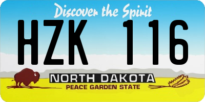 ND license plate HZK116