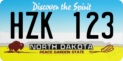 ND license plate HZK123