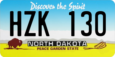 ND license plate HZK130