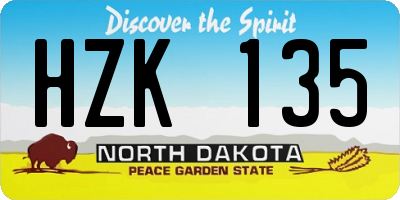 ND license plate HZK135