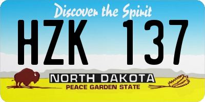 ND license plate HZK137