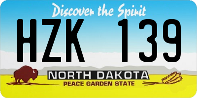 ND license plate HZK139