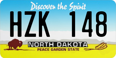 ND license plate HZK148