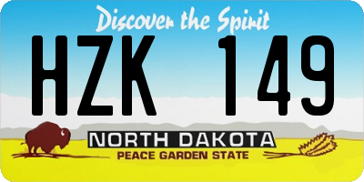 ND license plate HZK149