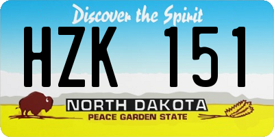 ND license plate HZK151