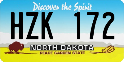 ND license plate HZK172