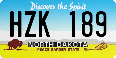ND license plate HZK189
