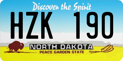 ND license plate HZK190