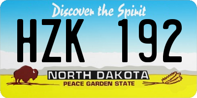 ND license plate HZK192