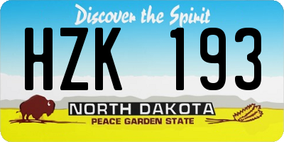 ND license plate HZK193