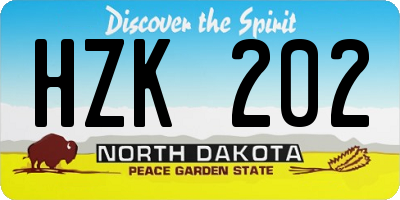 ND license plate HZK202
