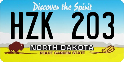 ND license plate HZK203