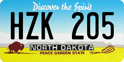 ND license plate HZK205